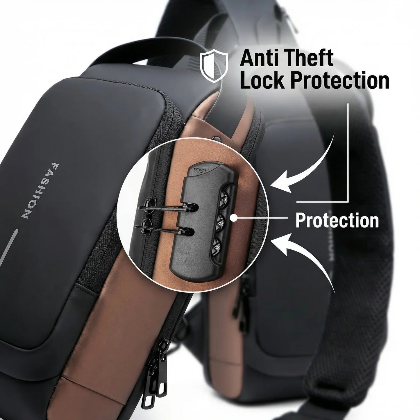 Anti-Theft Crossbody Bag with Built-in USB Charging (Cable Included)