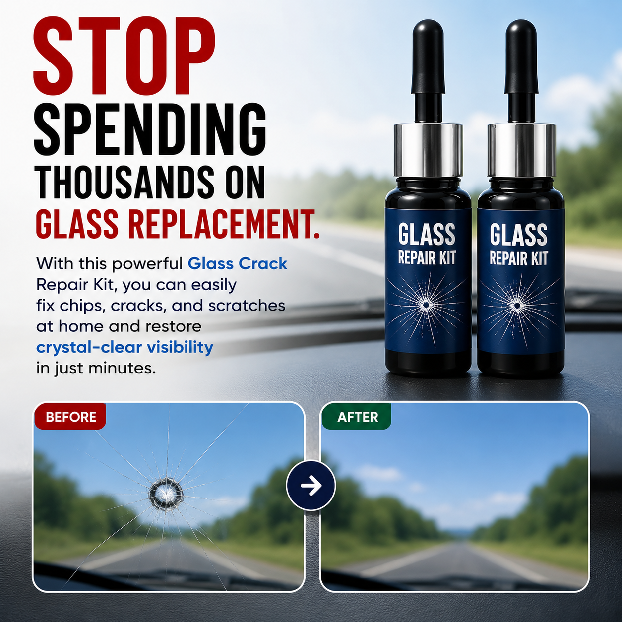 Premium Glass Repair Kit – Pack of 2