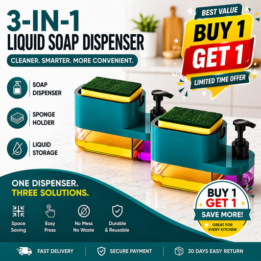 🧼 3-in-1 Liquid Soap Dispenser (Buy 1 Get 1 Free)
