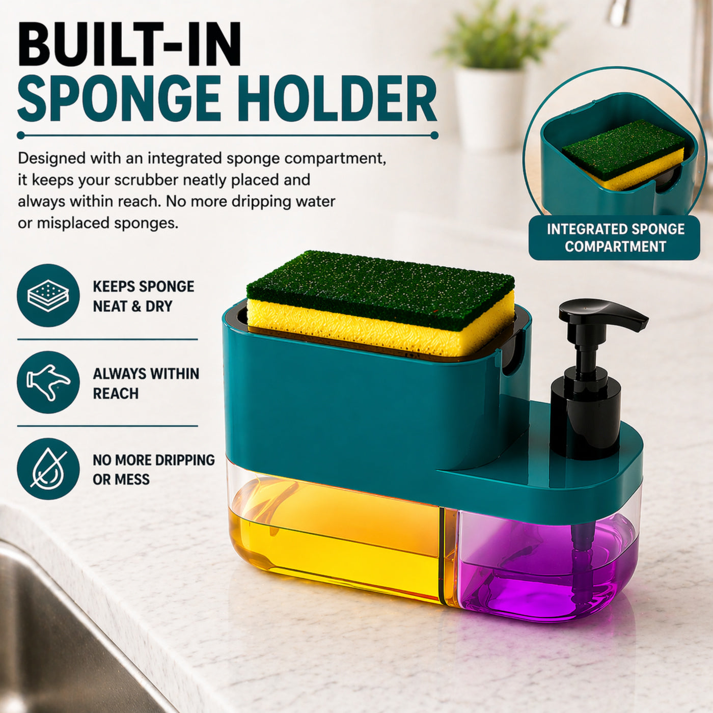🧼 3-in-1 Liquid Soap Dispenser (Buy 1 Get 1 Free)