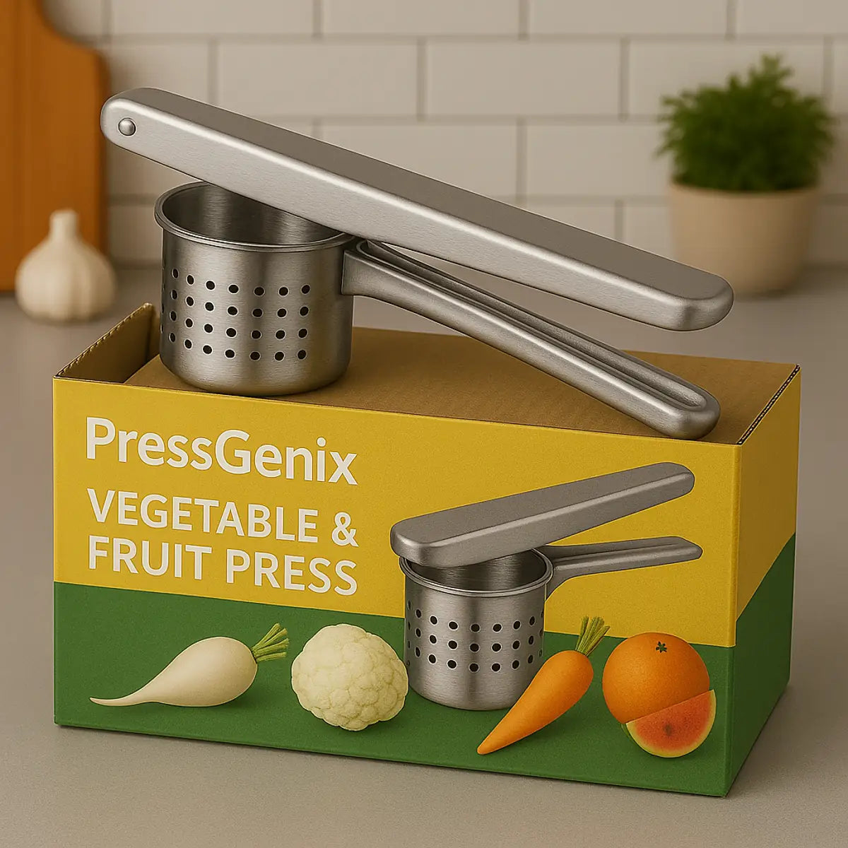 PressGenix Stainless Steel Vegetable And Fruit Press