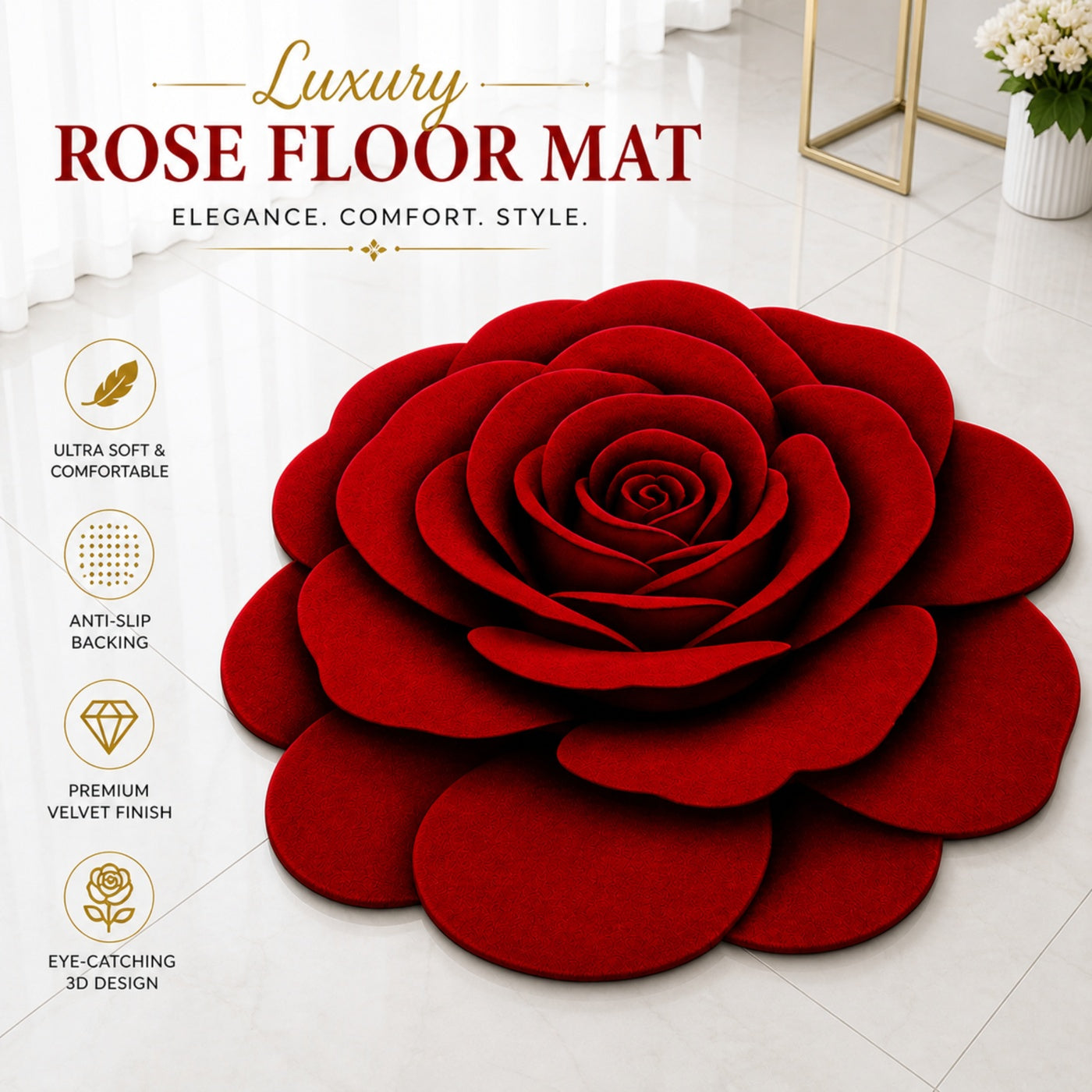 Rose Mat Royal Rose 3D Luxe Mat – Velvet Aura