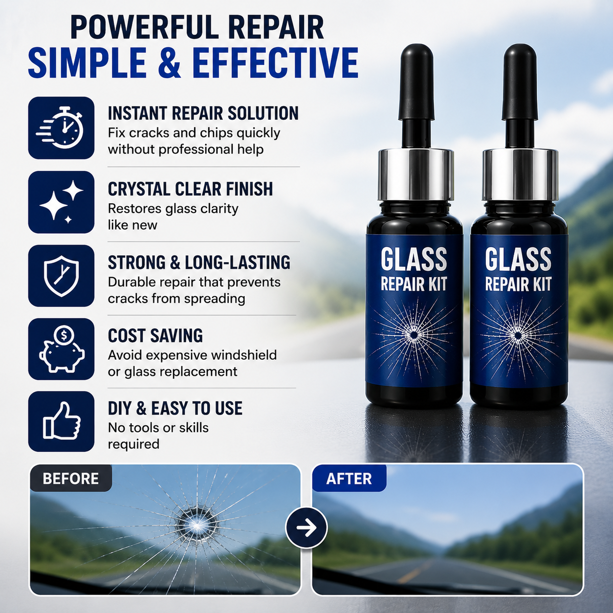 Premium Glass Repair Kit – Pack of 2