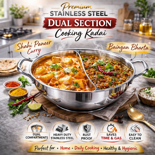 Premium Stainless Steel Dual Section Cooking Kadai